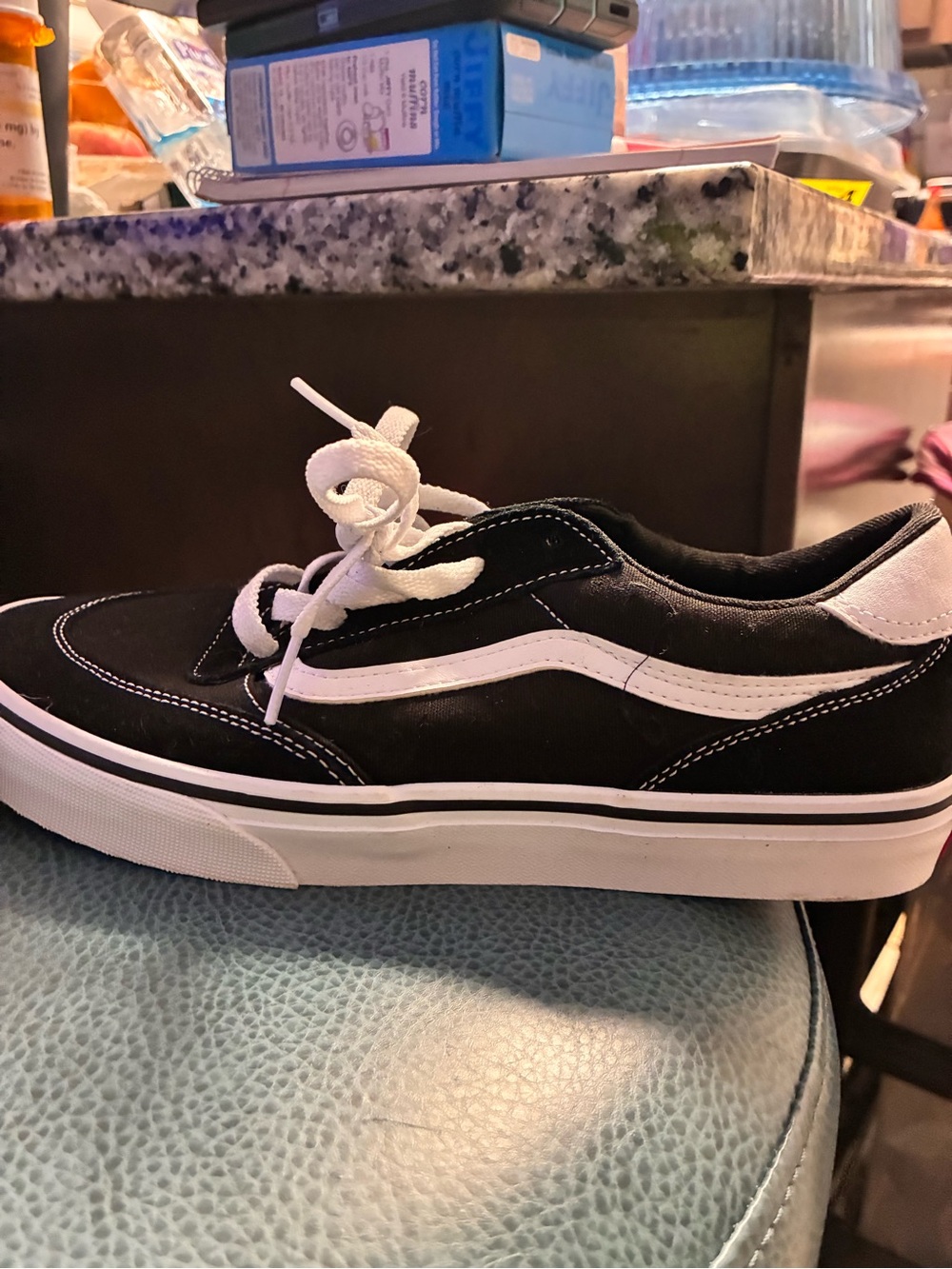 Vans Kids Black and White Low-Top Skate Sneakers